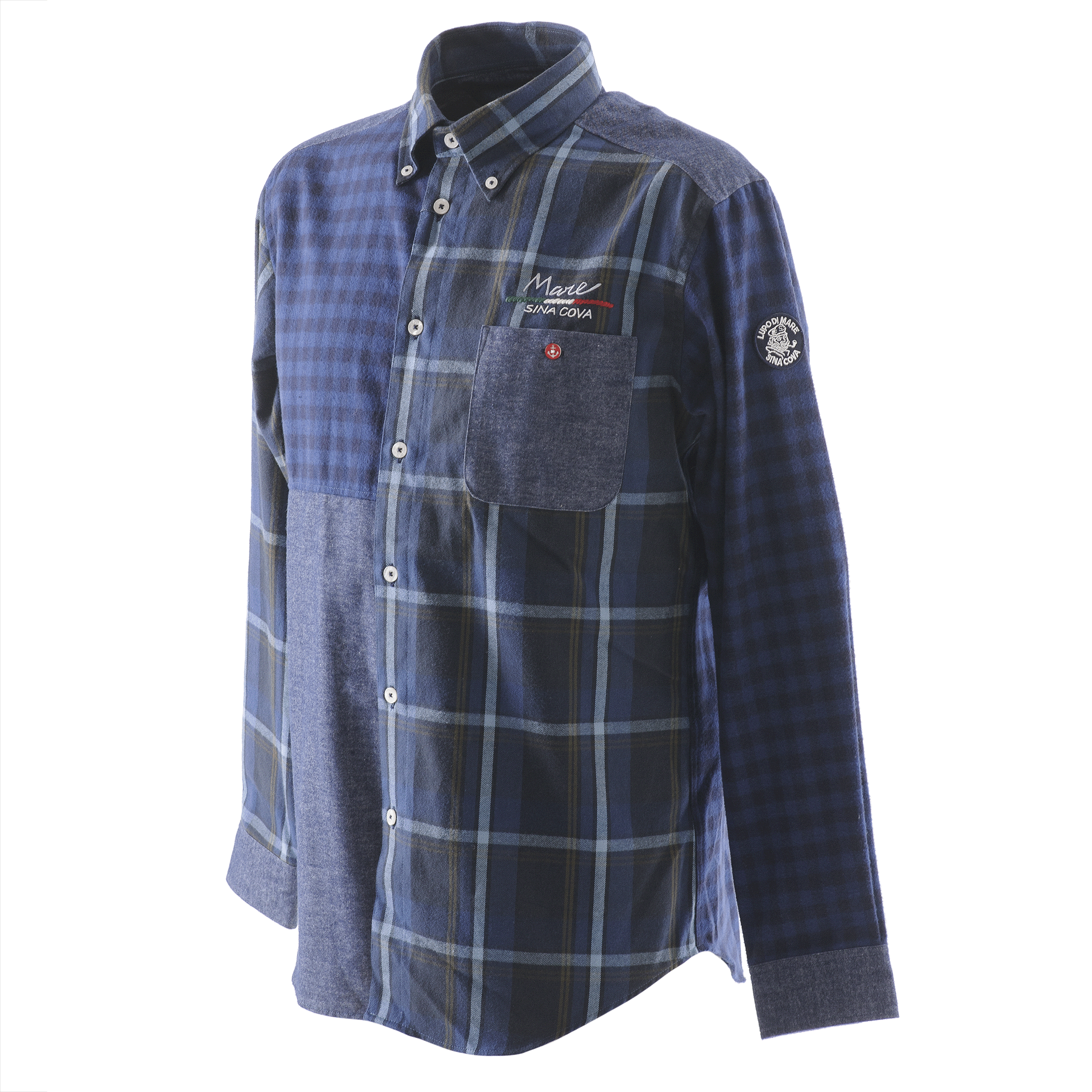 キングサイズ クレイジーチェック柄長袖ボタンダウンシャツ 23224046