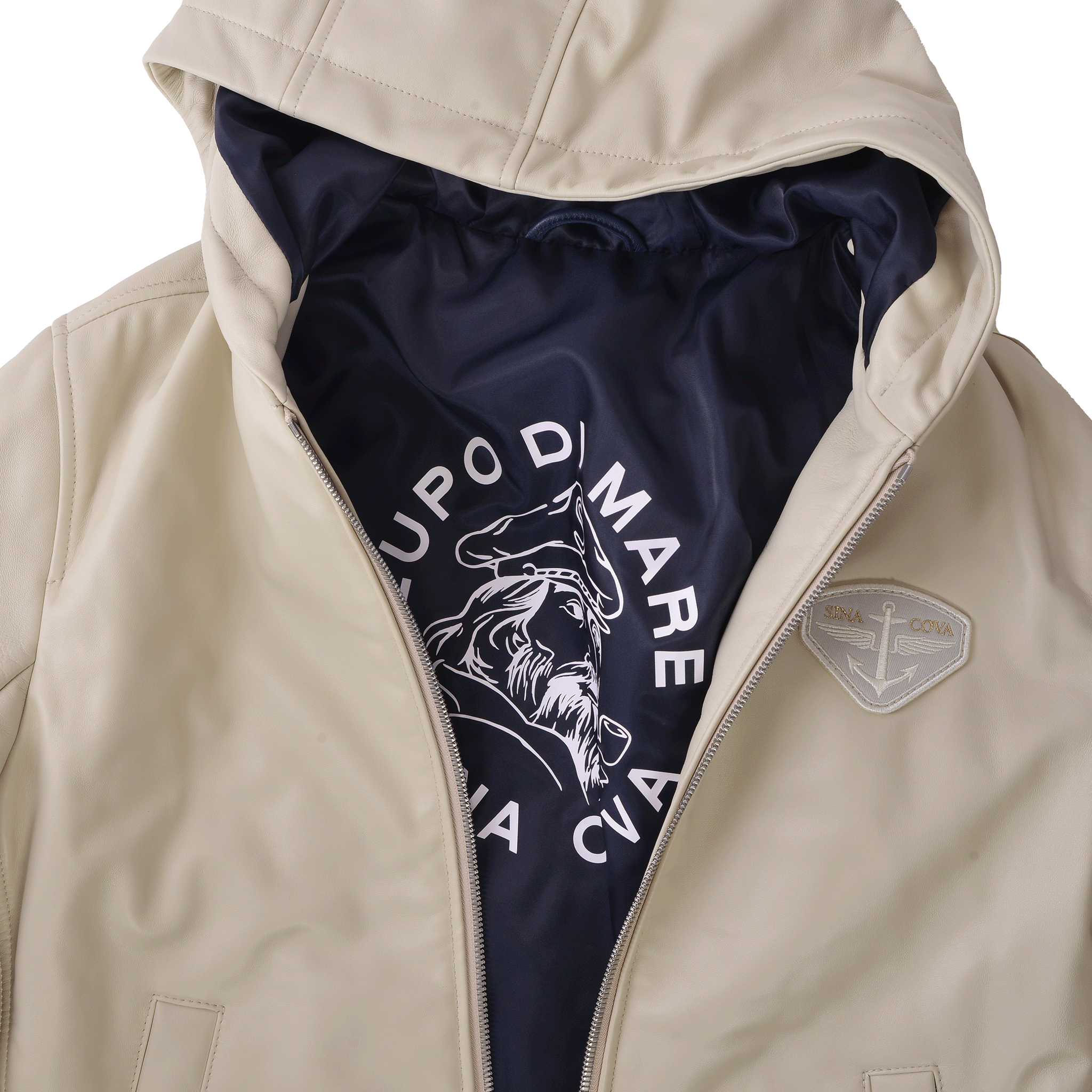 フード付きレザージャケット 25223910