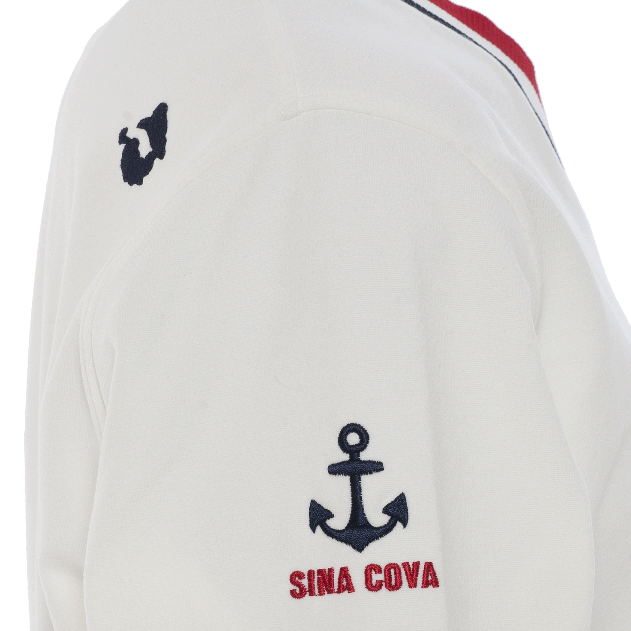 【公式】シナコバ (SINA COVA) Vネックプルオーバー 22250050 オフホワイトの刺繡部分