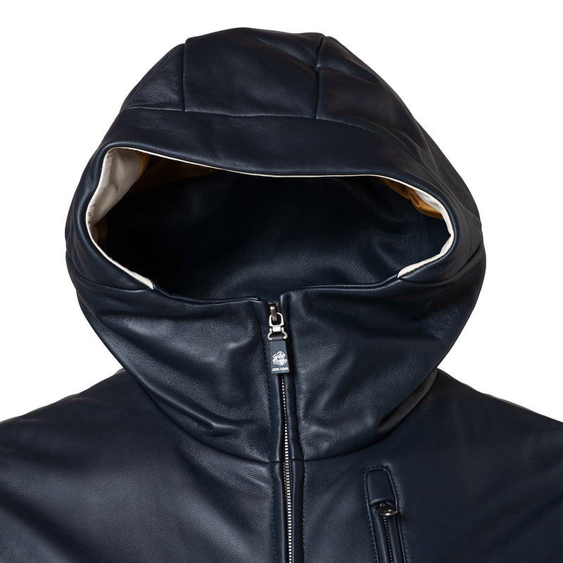 Leather blouson with hood 18223910